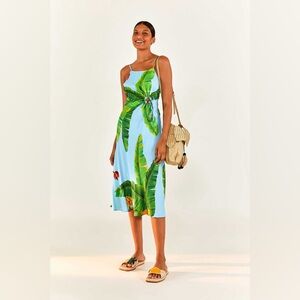 FARM RIO Blue Fresh Bananas Midi Dress